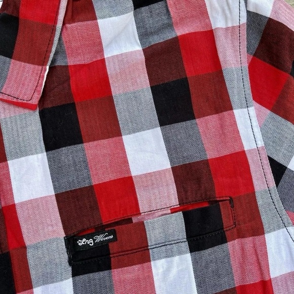 Stylish Red and Black Checkered Shirt LRG streetwear button down mens L y2k 00s - Picture 3 of 4